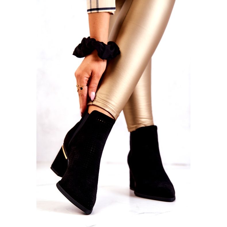 PS1 Durchbrochene Cowboystiefel aus schwarzem Helloni-Wildleder 3