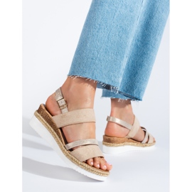 Beigefarbene Shelovet-Keilsandalen für Damen 1