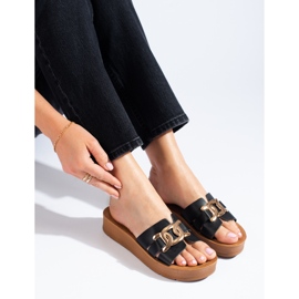 Schwarze Shelovet-Plateauhausschuhe für Damen 1