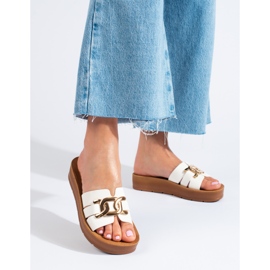 Weiße Shelovet Plateau-Slipper für Damen 1