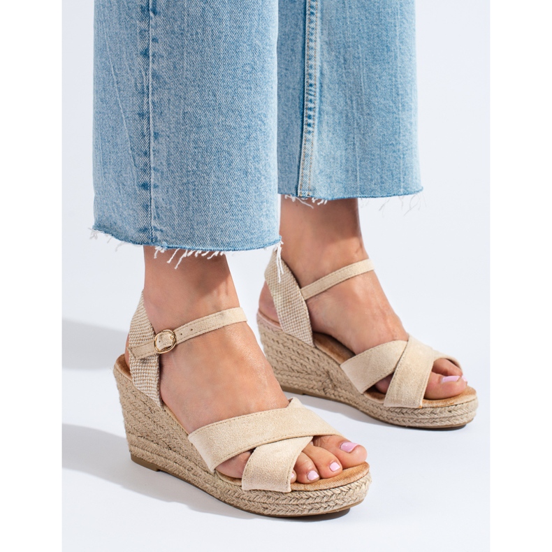 Espadrille-Keilsandalen für Damen in Beige von Shelovet 1