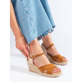 Braune Espadrille-Keilsandalen für Damen von Shelovet 1