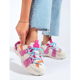 Mehrfarbige Damen-Sneaker mit dicker Sohle von Shelovet weiß 1