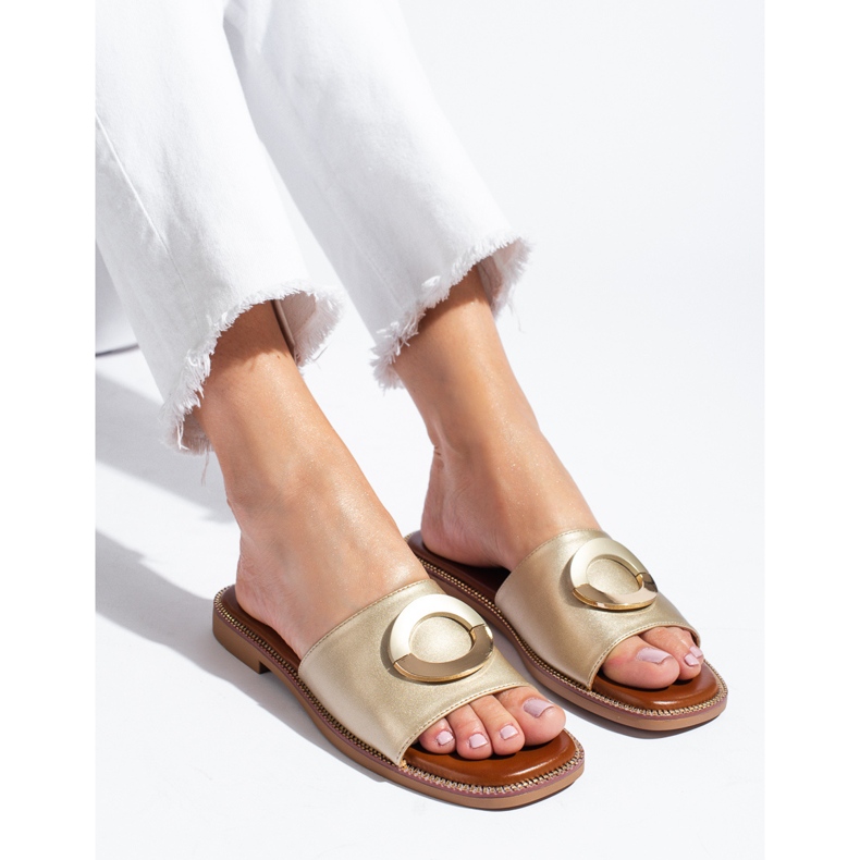 Elegante goldene Shelovet-Flip-Flops 1