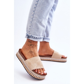 WR1 Damen-Hausschuhe aus glattem Wildleder Beige Hayen 2