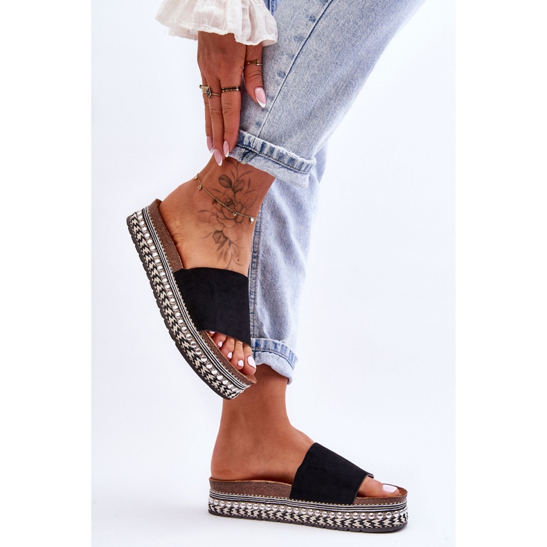 WR1 Damen-Hausschuhe aus glattem Wildleder in Schwarz von Hayen 1