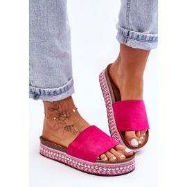 WR1 Damen-Hausschuhe aus glattem Wildleder, Fuchsia Hayen rosa 1