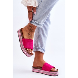 WR1 Damen-Hausschuhe aus glattem Wildleder, Fuchsia Hayen rosa 2